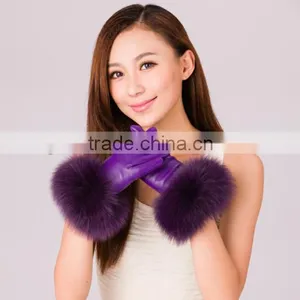 Fashion Hot-selling Safety Winter Gloves Gloves Leather Glove With Fox Fur thumbnail-1