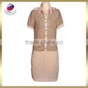 Women Fashion Dress Short Sleeve Black Dot Dress thumbnail-1