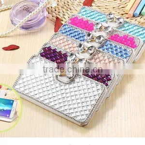 Luxury Leather Bling Crystal Diamond Bow Wallet Case for S7/S7 Edge .For Iphone 6/6s Bling Crystal Wallet Case thumbnail-6