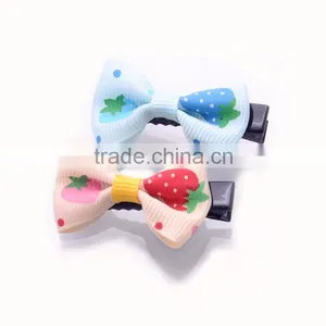 YIWU Wholesale Kids Baby Girls Boutique Small Grosgrain Ribbon Colorful Dot Hair Bow Clips/ thumbnail-2