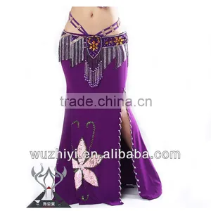 Belly Dance Costumes Skirt,Hot Purple Sexy Professional Skirt of Belly Dance Long Skirt, Performance Dancing Skirt QC1316 thumbnail-1
