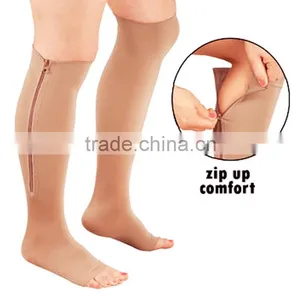 S-SHAPER China Factory Supplier Zipper Compression Socks Knee Support High Open Toe Socks With Zip Sox thumbnail-1