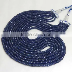 Natural Royal Blue Sapphire Roundel Faceted Beads thumbnail-1