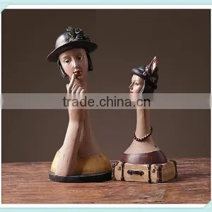 Resin Elegant Lady Bust Statue White Lady Figurine for Indoor Decor thumbnail-1