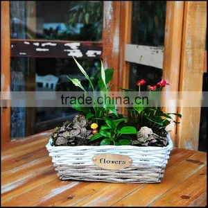 Chinese Factory Grey Wash Wicker Basket thumbnail-1