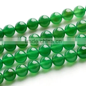 12mm Natural Round Smooth Green Agate Loose Beads thumbnail-1