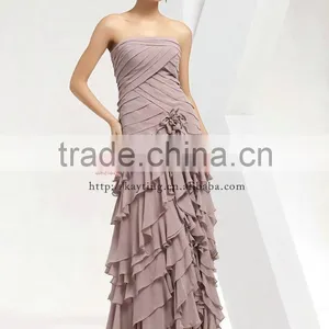 Elegant Ruffle Chiffon Long Chiffon Gown Manufacturers in China thumbnail-2