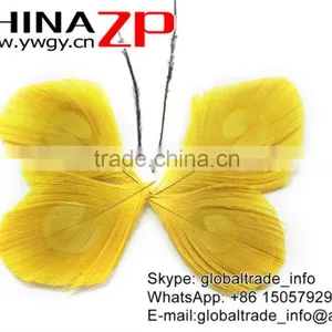 Leading Supplier CHINAZP Wholesale Top Selling Dyed Yellow Trimmed Peacock Feathers Eyes for Earrings thumbnail-3