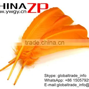 CHINAZP Wonderful Quality Natural Feather Dyed Light Orange Solid Color Turkey Feathers thumbnail-2