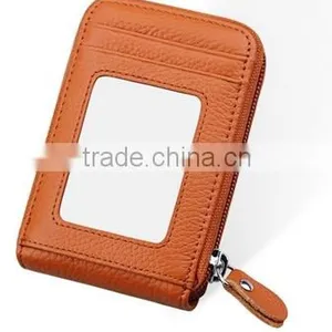 WCA Audited Factory Offers High Quality Leather Card Wallet With PVC Window ( W211) thumbnail-2
