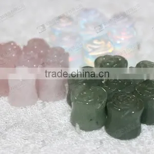 Green Aventurine Ear Piercing Jewelry,stone Carved Flower Ear Plugs thumbnail-1