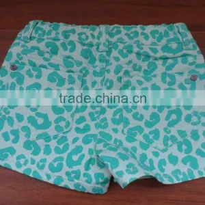 Womens Cotton Spandex Twill Green Printing Ultra Stretch Fitted Low Rise Moleton Denim Booty Shorts thumbnail-2