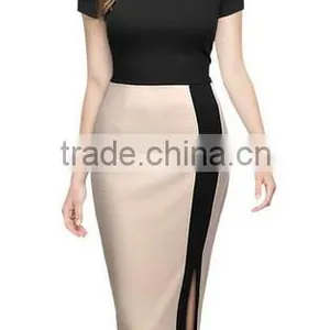 Women's Official Scoop Neck Optical Illusion Slim Bodycon Pencil Dress thumbnail-1