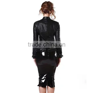 2016 Newest Style Hot Sexy Long Pvc Dress Tight Ladies Leather Catsuit thumbnail-4