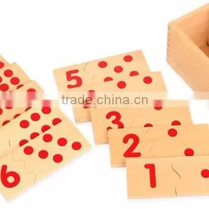 Wooden Dominos Baby Early Childhood Education Montessori Number and Counter Match-up Puzzle thumbnail-1