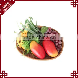 Hotsale Good Quality Handmade Weaving PE Plastic Rattan Fruit Vegetable Basket thumbnail-1