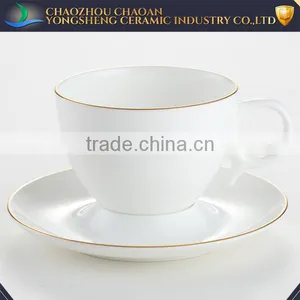 Luxury Hotel Porcelain Coffee Cup and Saucer Set With Golden Lace High Quality thumbnail-1