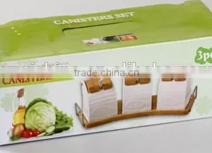 High Quality Wholesale Ceramic Spice Bottles With Wood Lid/spice Racks Jars Wholesale/3pcs Set Ceramic Storage Jar Whole Sale thumbnail-3