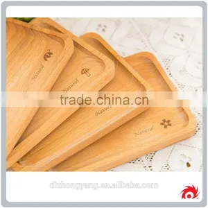 Wood Rectangle Sculpture Flower Coffee Tea Dessert Food Serving Plate Tray thumbnail-2