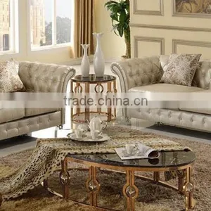 2014 New Design Luxury European Style Leather Sofa With Button SF033 thumbnail-1