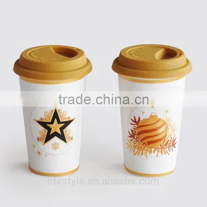 Porcelain Double Wall Coffee to Go Travel Mug thumbnail-1