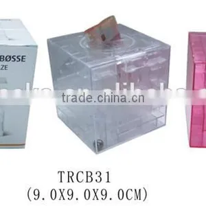 Plastic Transparent 3D Cube Puzzle Game Money Maze Bank thumbnail-1