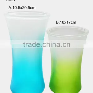 Home Decorate Colored Frosted Glass Vase thumbnail-1