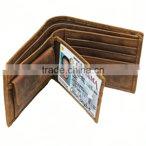 Manufacture Crazy Horse Leather Short Men's Wallet With ID Card Holder thumbnail-2