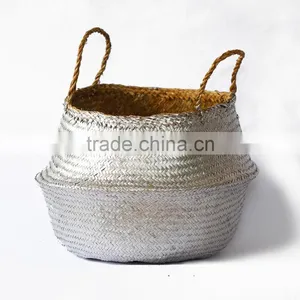 Gold and Silver Seagrass Storage Baskets, Belly Seagrass Baskets thumbnail-4