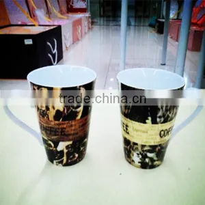 Flared Ceramic Porcelain Coffee Cup With Custom Decal thumbnail-1