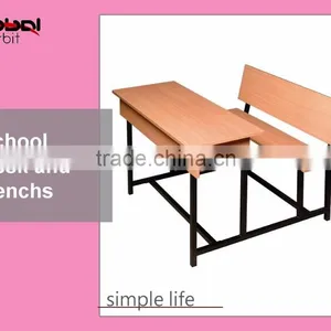 Good Quality Classroom Chair Metal Frame Wooden Double Student Desk And Bench thumbnail-1