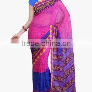 2016 Indian Traditional Saree Print Series Chiffon Long Irregular Women Dress thumbnail-1