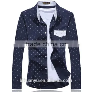 Men Handsome Navy Blue T/C Dress Shirt 2015 thumbnail-1