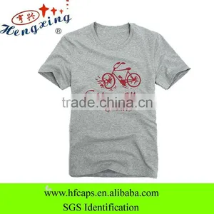 2013 Summer Casual Heather Grey O-neck Cotton Short Sleeve Custom Printing T-shirts thumbnail-1