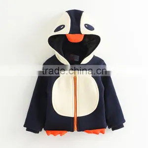 Super Cute Childrens Penguin Pattern Hoodie Biker Jacket thumbnail-4