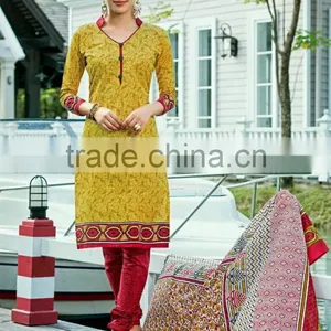 Printed Cotton Readymade Yellow and Pink Color Suits 100% (Pure Cotton ) thumbnail-1