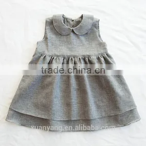 Hot Selling Wholesale Sleeveless Plain Linen Dress New Model 2 Year Old Baby Girl Dress thumbnail-1