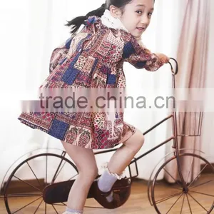 Cute Baby Girl Fall Clothes Korean Style Vintage Palace Wind Pattern Girls Dress thumbnail-3