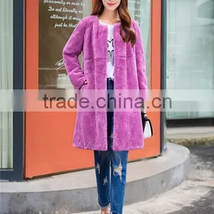 Natural Rabbit Fur Jacket With Belt Women Real Whole Skin Rex Rabbit Fur Overcoat thumbnail-4