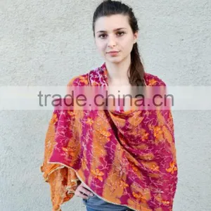 Large Hot Pink Summer Shawl, Sequin Shawl, Indian Shawl, Magenta Scarf, Embroidered Scarf, Crimson Shawl, Silk Scarves, Belly da thumbnail-5