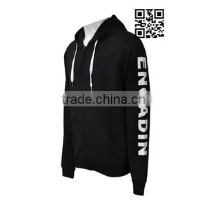 Wholesale Zip Up Plain Black High Quality Men Hoodies thumbnail-2