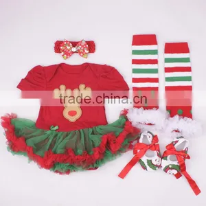 Wholesale 2015 New 4pcs 0-12M Christmas Cotton Baby Romper Set thumbnail-4