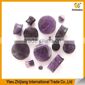 Amethyst Concaved Convex Flat Natural Stone Plugs thumbnail-1