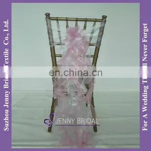 C308A Spandex Chair Sash With Buckle Fancy Ruffled Wedding Chair Sashes thumbnail-2