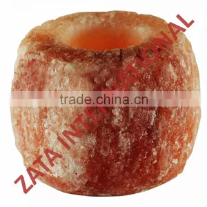 Himalayan Natural Rock Tea Light Salt Candle Holder Double Cut 0.9 to 1.1 Kg 4 x 3.5 x 3.5 Inches thumbnail-1