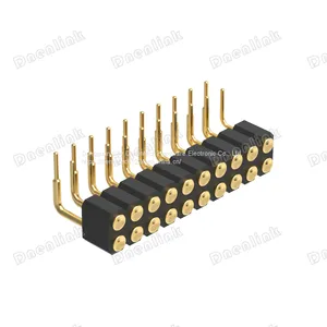 Dnenlink 2.54mm Pitch Dual Row H4.0mm Concave Contact Right Angle Female Header DIP Type PogoPin Header thumbnail-4