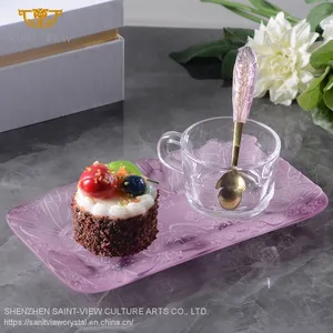 SAINT VIEW 2022 Serving Coffee Shop Trays Rectangle Household Restaurant Dessert Plate Elegant Wholesale thumbnail-2