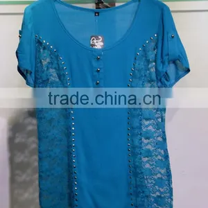 Lace With Sequin Spun Rayon Women's Blouse thumbnail-1