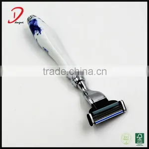 New Arrival White Ceramic Handle Triple Blade Shaving Razor for Men thumbnail-2
