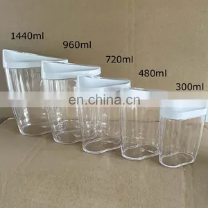 Bpa Free 10 Pieces Stackable Plastic Kitchen Food Storage Containers Set With Pour Lids For Cereal Candy Nuts Beans thumbnail-4